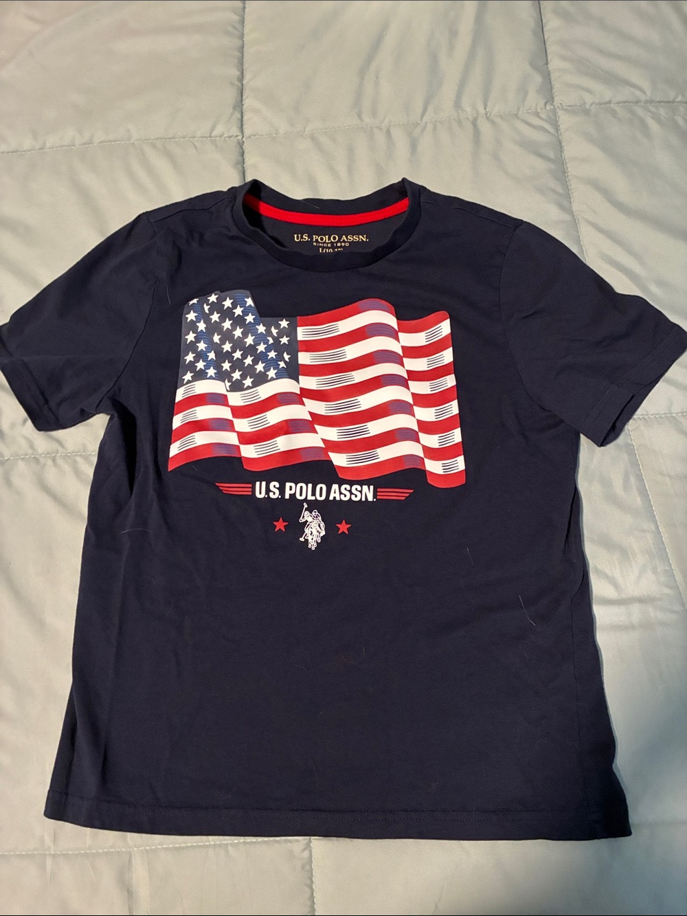 U.S. Polo Assn. Navy Tee with American Flag Graphic
